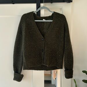 J.Crew Wool Cropped Cardigan, Green size Small